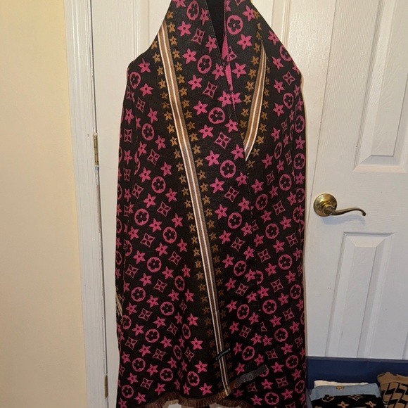 Sakkas Kalin Long Wide Woven Patterned Fringe Tassel  Pink Patterned Shawl